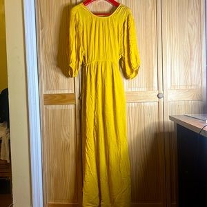 Yellow long Sleeve Maxi Dress